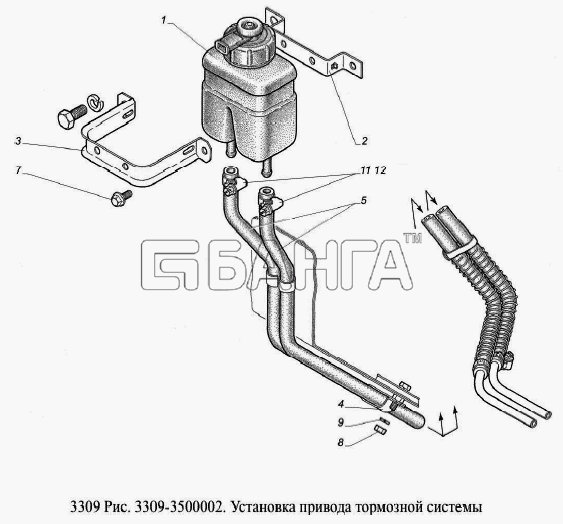 ГАЗ ГАЗ-3309 (Евро 2) Схема Установка привода тормозной системы-210